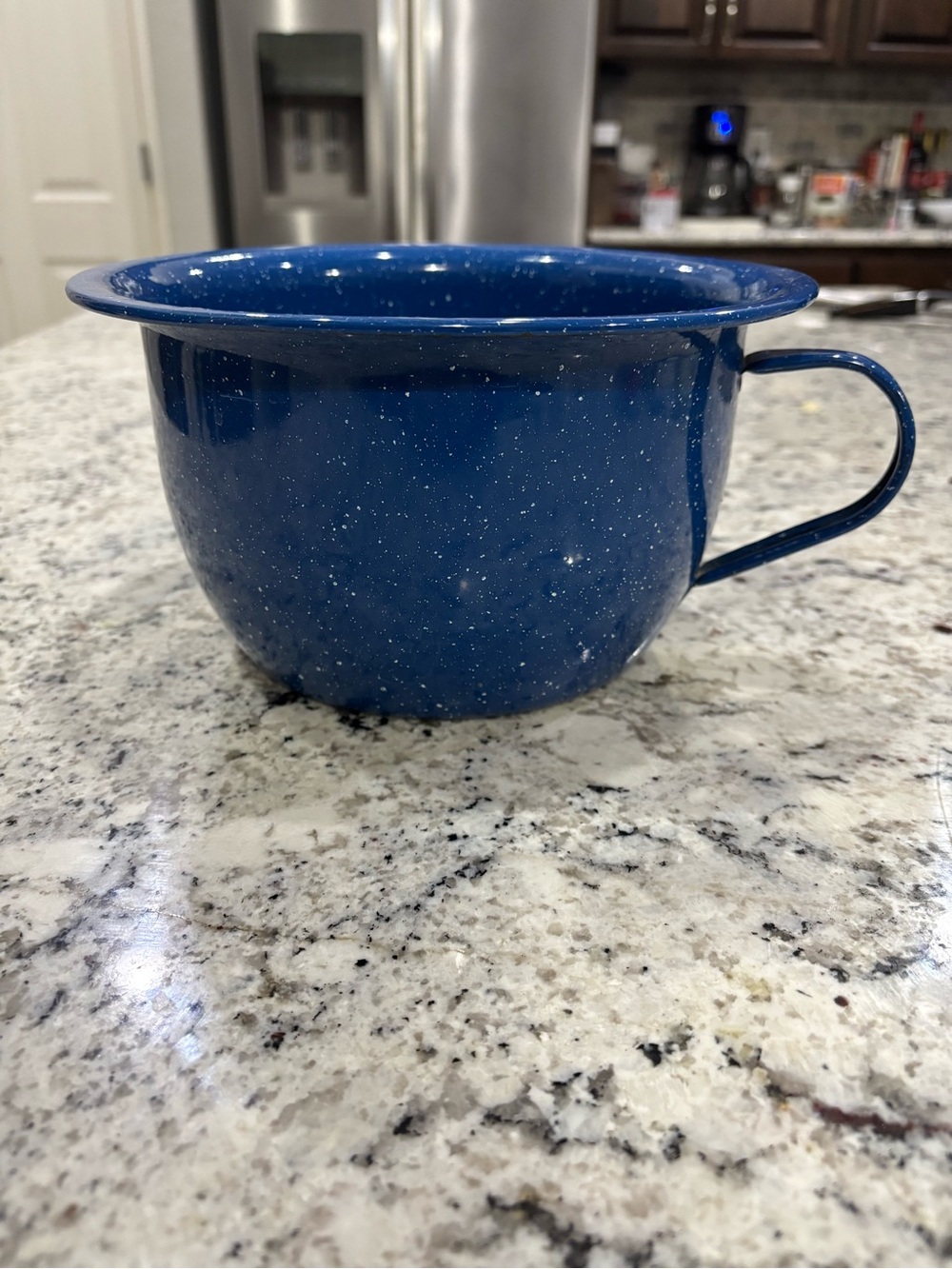 Vintage Look Blue Speckled Granite Ware Enamel Ware Chamber Pot Farmhouse Decor